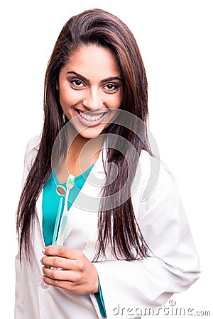 Dentist doctor holding brush and mirror Stock Photo