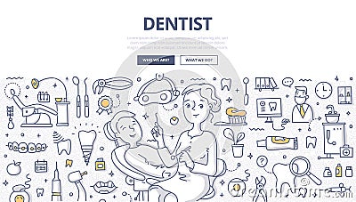 Dentist Doodle Concept Vector Illustration