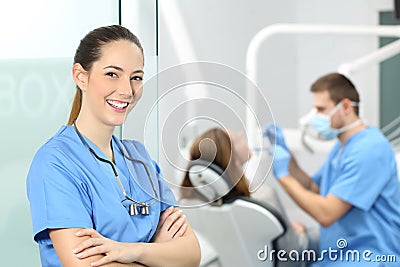 Dentist female posing at consultation Stock Photo