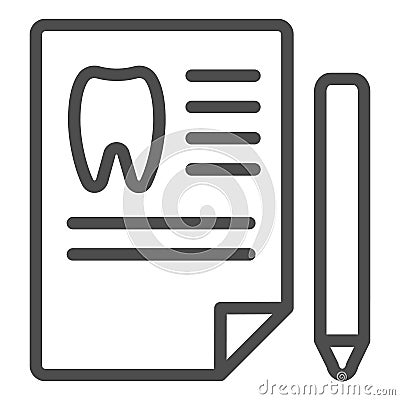 Dentist history line icon. Medical paper vector illustration isolated on white. Dental history outline style design Vector Illustration