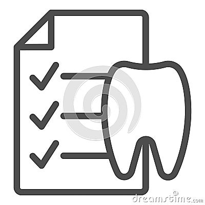 Dentist history line icon. Medical history vector illustration isolated on white. Stomatology document outline style Vector Illustration