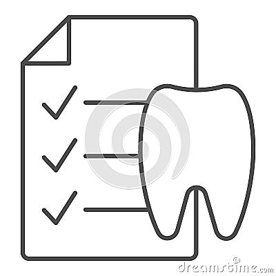 Dentist history thin line icon. Medical history vector illustration isolated on white. Stomatology document outline Vector Illustration