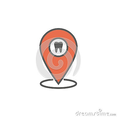 Dentist location icon with dental image - geolocation pin idea Vector Illustration