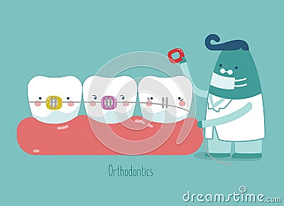 Dentist make braces, tooth concept of dental Vector Illustration