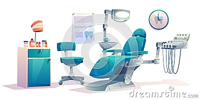 Dentist office dental cabinet interior stomatology Vector Illustration