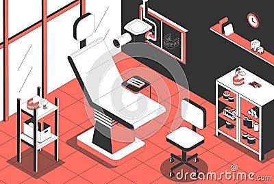 Dentist Office Isometric Interior Vector Illustration