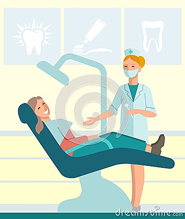 Dentist And Patient, Vector Illustration Vector Illustration