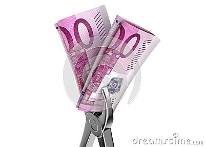 Dentist Pliers And Euro Banknotes Stock Photo