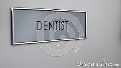 Dentist room door, teeth healthcare and beauty, illness prevention, stomatology Stock Photo