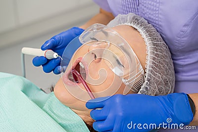 At the dentist`s appointment. Stock Photo
