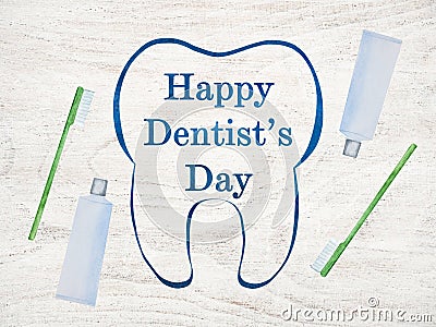 Dentist`s day greeting card. Close-up, no people Stock Photo