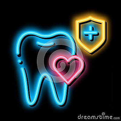 dentist teeth insurance neon glow icon illustration Cartoon Illustration