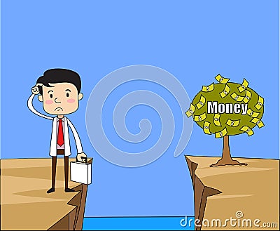 Dentist - Thinking How to Reach Close to Money Plant Stock Photo