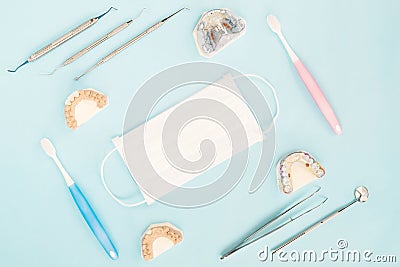 Dentist tools and prosthodontic. Stock Photo