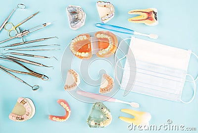 Dentist tools and prosthodontic. Stock Photo