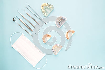 Dentist tools and prosthodontic. Stock Photo