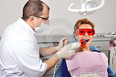 Dentist tooth filling Stock Photo