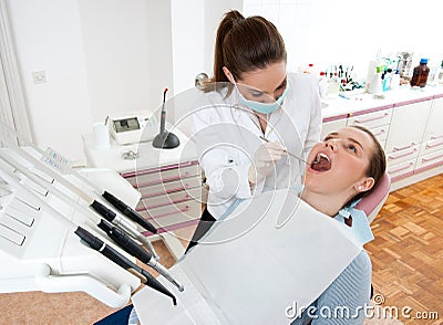 Dentist at work Stock Photo