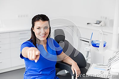 Female dentist or nurse at dental clinic office Stock Photo