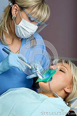 Dentistry, tooth cavity stopping Stock Photo