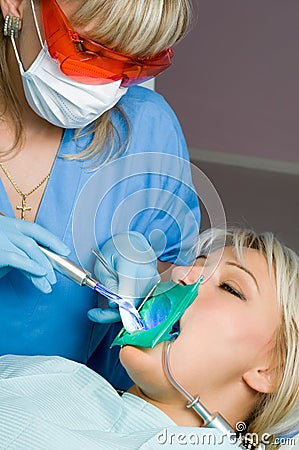 Dentistry, tooth cavity stopping Stock Photo