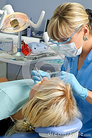 Dentistry, tooth cavity stopping Stock Photo