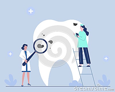 Dentists examine cavities concept illustration Vector Illustration