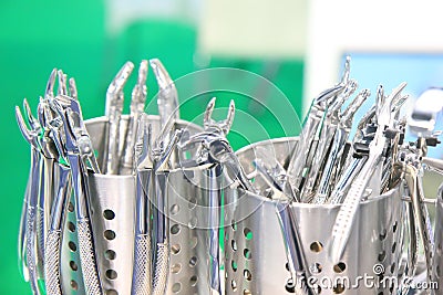 Dentists tools. Surgical steel dentists tools. Stock Photo