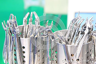 Dentists tools. Surgical steel dentists tools. Stock Photo