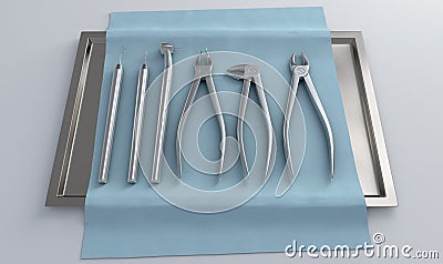 Dentists Tools On Tray Stock Photo