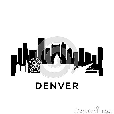 Denver city skyline. Negative space city silhouette. Vector Illustration
