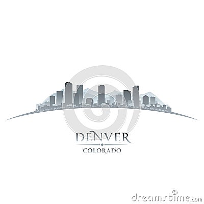 Denver Colorado city skyline silhouette white background Vector Illustration