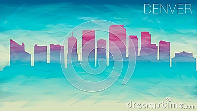 Denver Colorado City USA skyline Vector Silhouette. Broken Glass Abstract Geometric Dynamic Textured. Banner Background. Colorful Vector Illustration