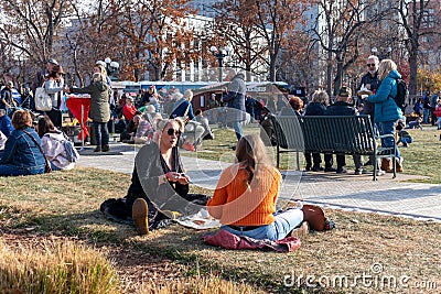 Christkindl Market at Civic Center Park in Denver, Colorado Editorial Stock Photo