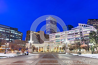 Denver, Colorado, USA downtown cityscape in Civic Center park Stock Photo