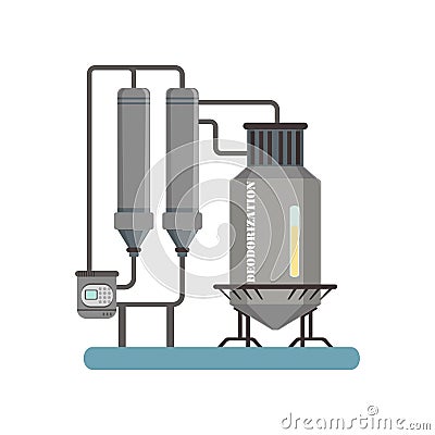 Deodorization, equipment for sunflower oil production vector Illustration on a white background Vector Illustration