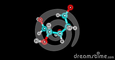 Deoxyribose molecular structure isolated on black Cartoon Illustration