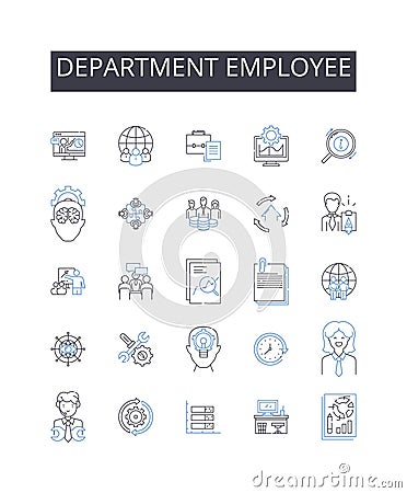 Department employee line icons collection. Team member, Staff worker, Division personnel, Unit staff, Company worker Vector Illustration