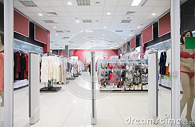 Department of female underwear in store Stock Photo