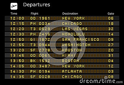 Departure board Cartoon Illustration