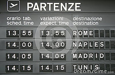 Departure board Stock Photo