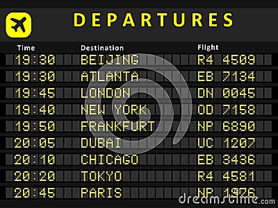 Departure board Vector Illustration