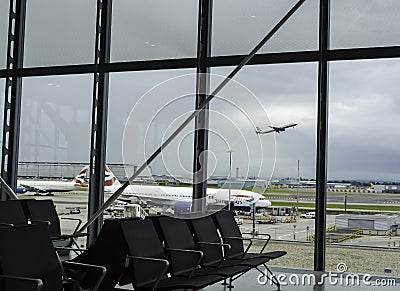 Departure Gate at Heathrow airport Editorial Stock Photo