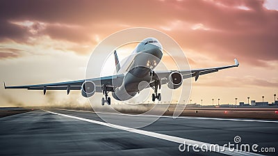 Departure to the Skies: Airplane Taking Off from the Airport. Generative AI Stock Photo