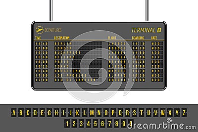 Departures airport info panel vector illustration Vector Illustration
