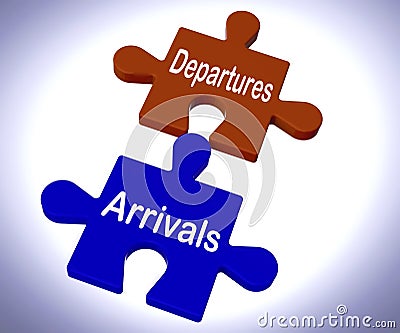 Departures Arrivals Puzzle Means Vacation Or Trip Stock Photo