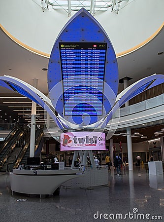 Departures board Pearson Airport Toronto Editorial Stock Photo