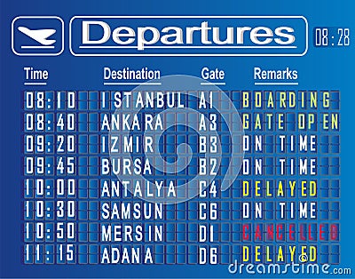 Departures cities of Turkey Stock Photo