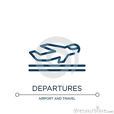 Departures icon. Linear vector illustration from in the airport collection. Outline departures icon vector. Thin line symbol for Vector Illustration