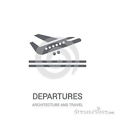 Departures icon. Trendy Departures logo concept on white background from Architecture and Travel collection Vector Illustration